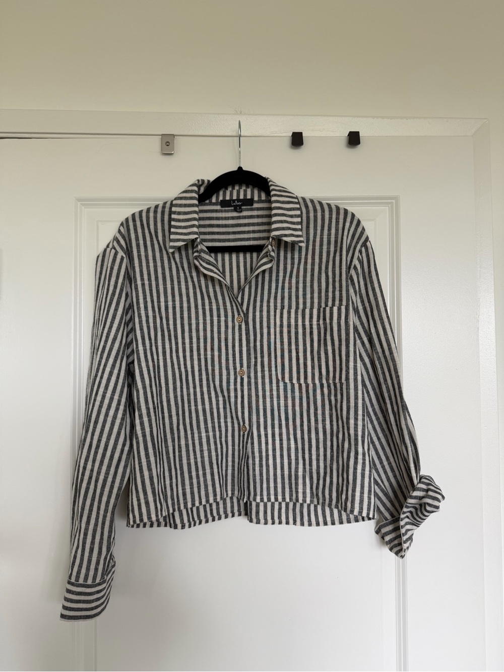 Lulu's Black and White Striped Button-Up